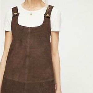 Free People Michalla brown suede pinafore dress